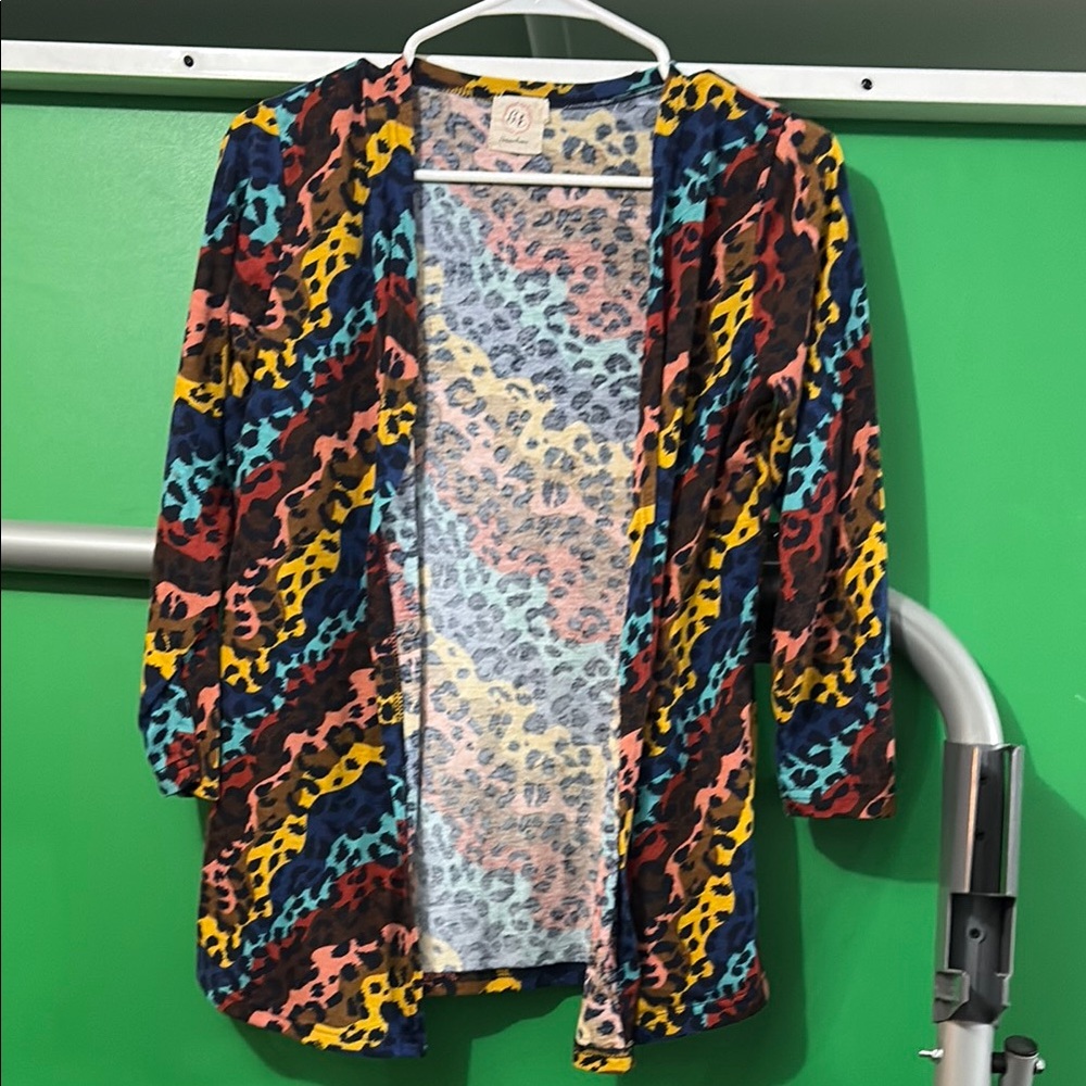 Colorful Animal Print Open Cardigan